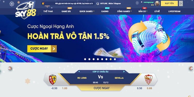 Khuyến mãi hoàn trả SKY88 ở từng game