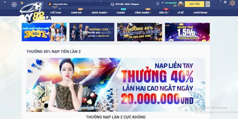 Thông tin chi tiết về khuyến mãi nạp lại tại SKY88