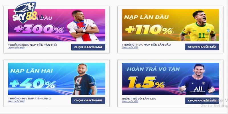 Ví dụ về khuyến mãi nạp lại SKY88
